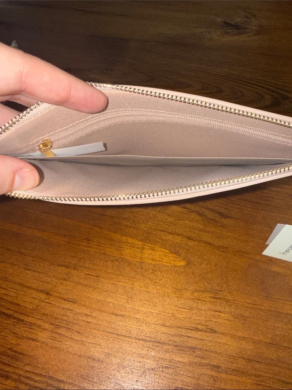 Shiraleah Blush Saffiano Zip Pouch with Gold Logo
